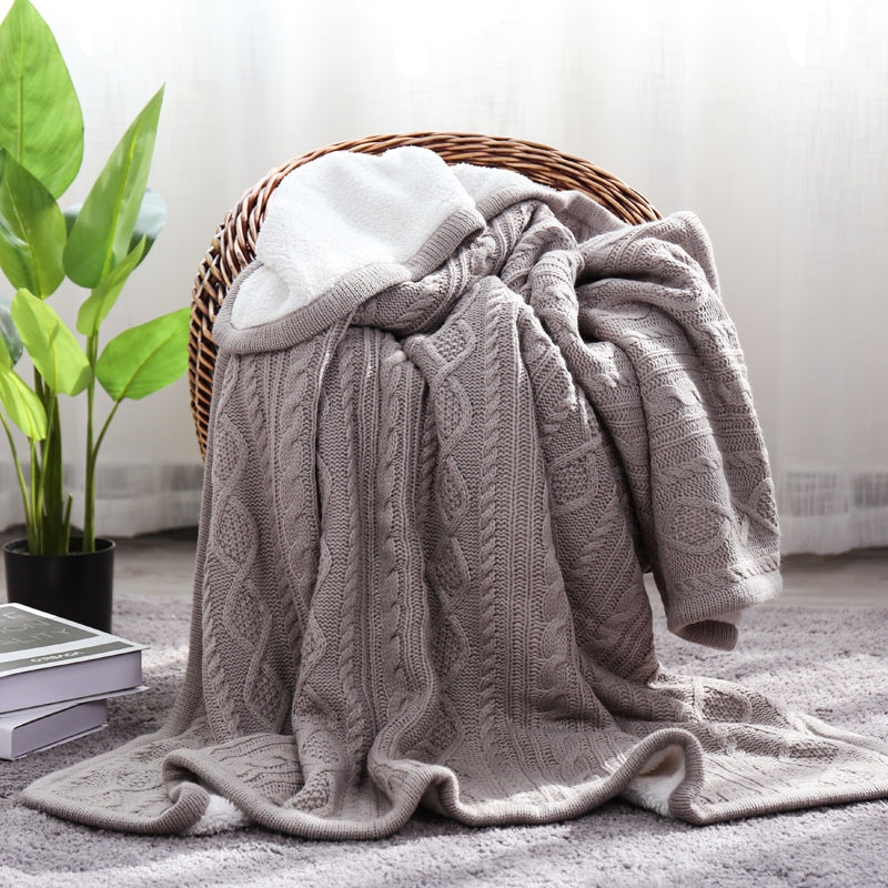 Grey Knitted Cozy Throw Blanket | Warm Winter Blanket