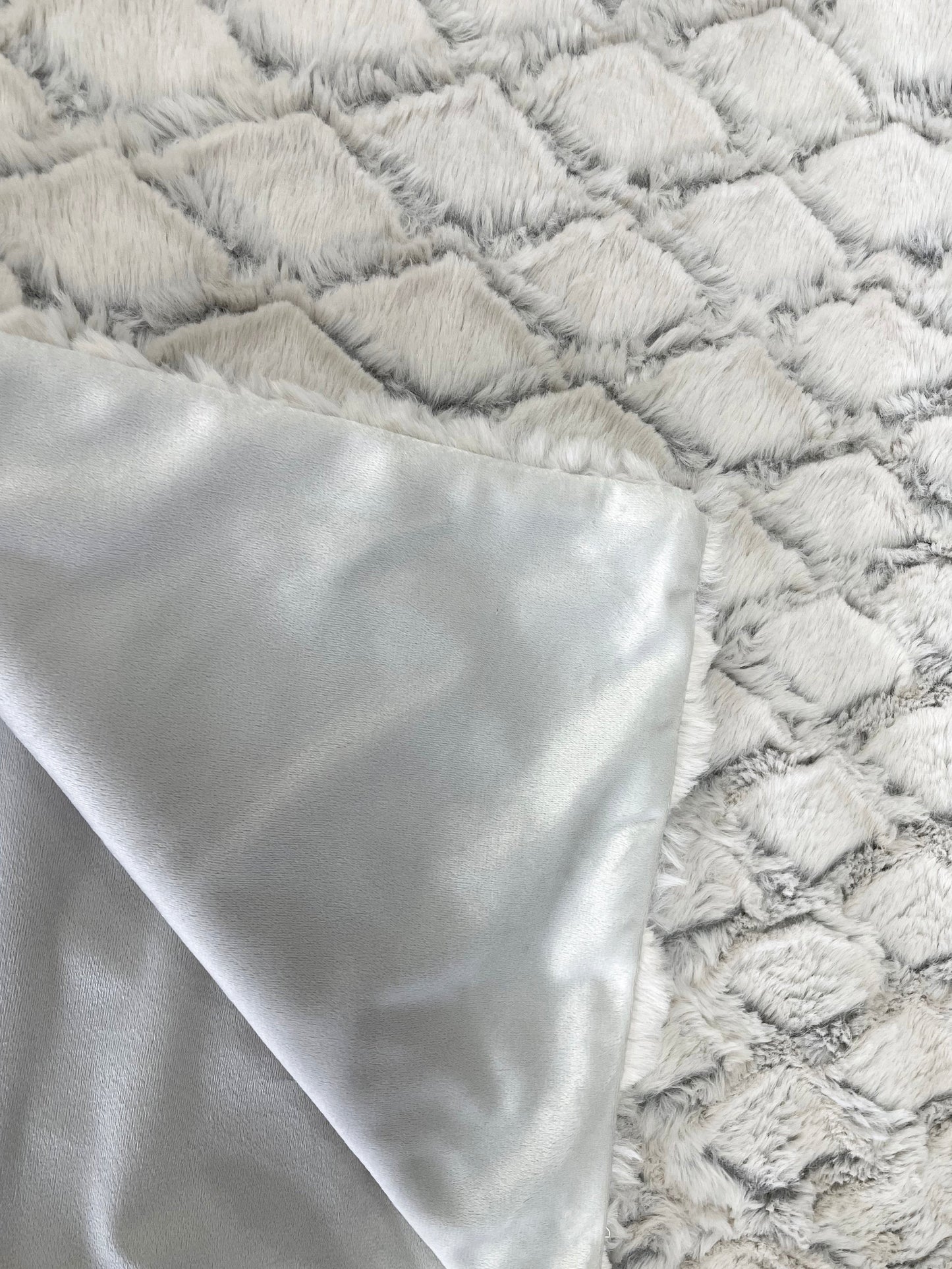 Cozy Faux Fur Throw Blanket- Textured Silver Sands | Extra Large Warm Winter Blanket