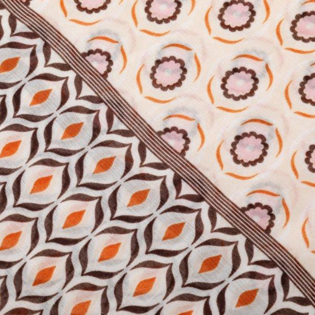 Retro-Inspired Floral Blue Scarf