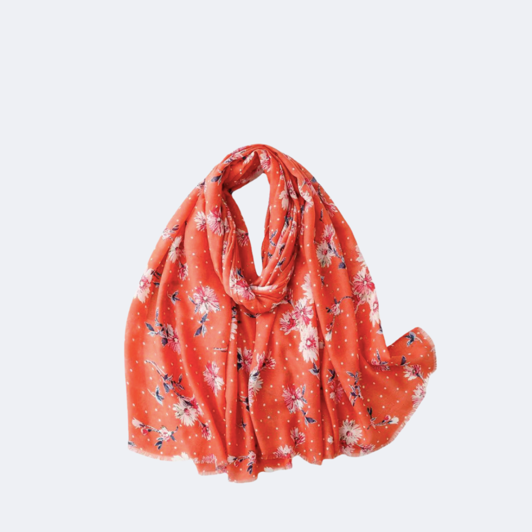 Cotton & Linen Scarf – Small Flower Design