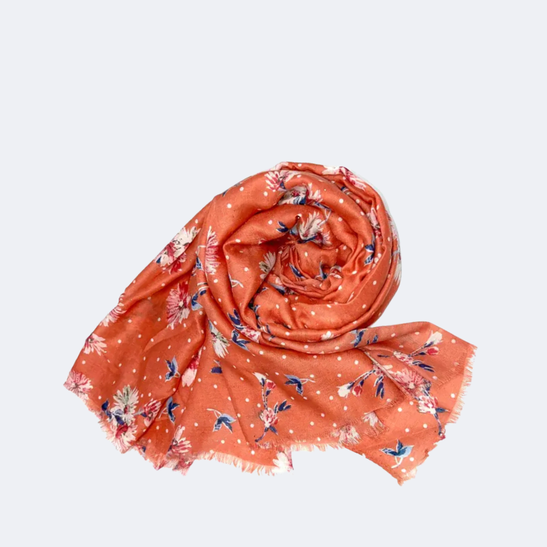 Cotton & Linen Scarf – Small Flower Design