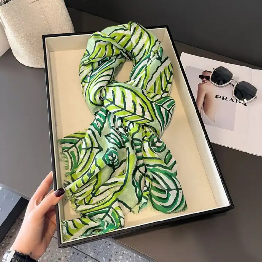 Colorful Leaf Pattern Cotton Scarves