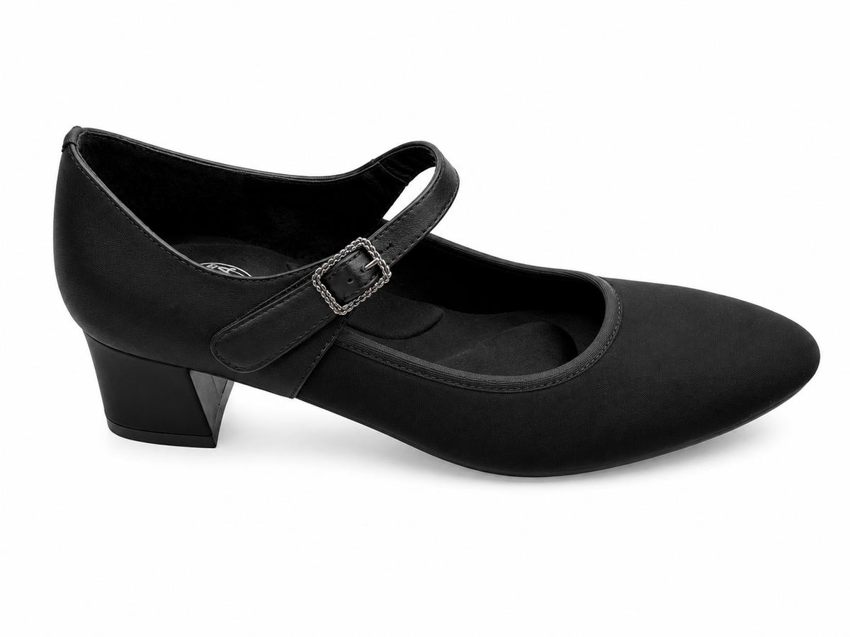 Via Nova Silk Black Kid Heels