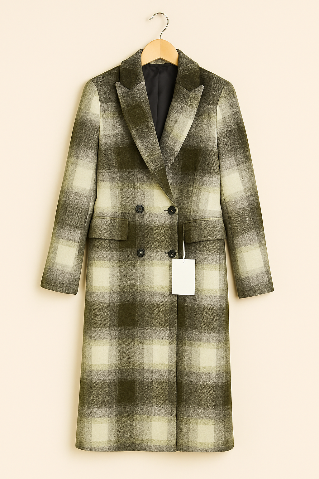 Olive & Grey Plaid Overcoat