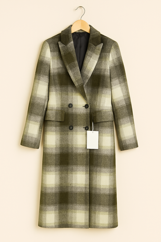 Olive & Grey Plaid Overcoat
