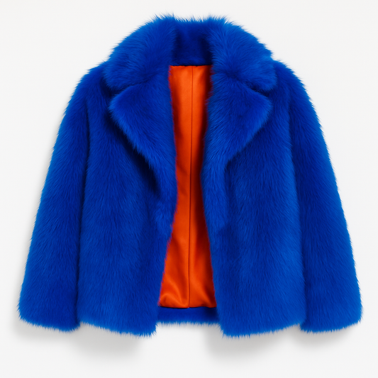 Blue Faux Fur Coat