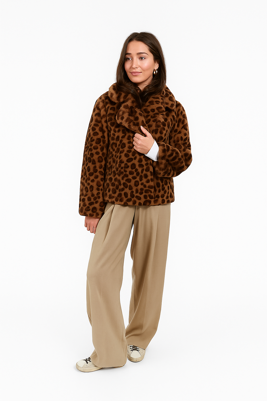 Leopard Print Faux Fur Coat