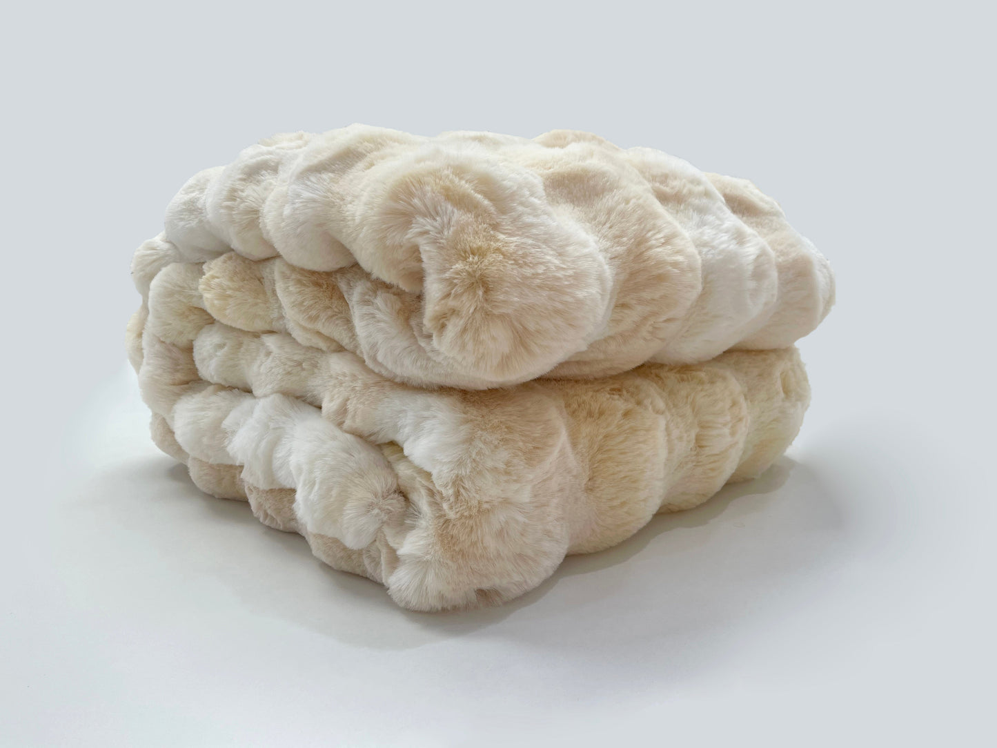 Cozy Faux Fur Throw Blanket- Beige Pebbles | Extra Large Warm Winter Blanket