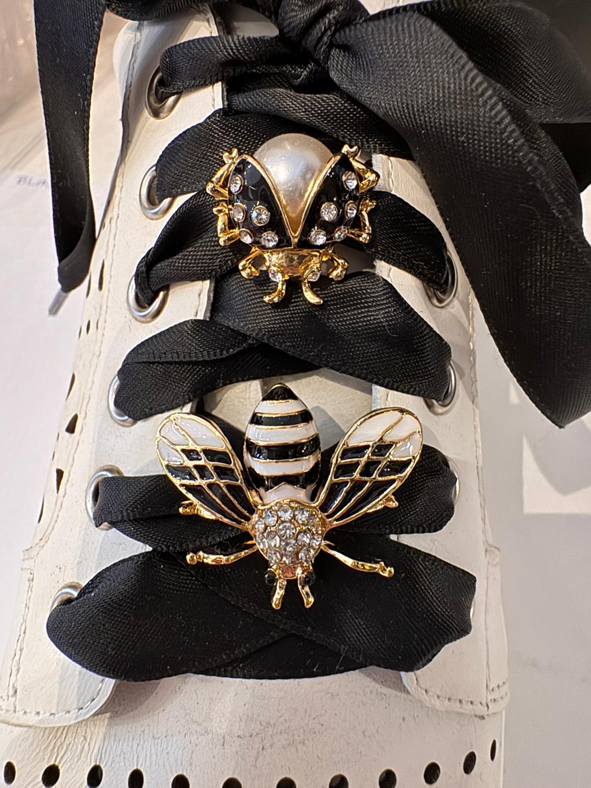 Shoe Trim - Black and White Bee