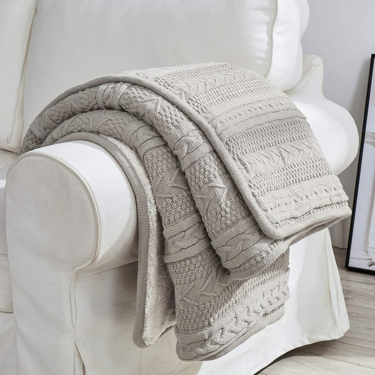 Grey Knitted Cozy Throw Blanket | Warm Winter Blanket