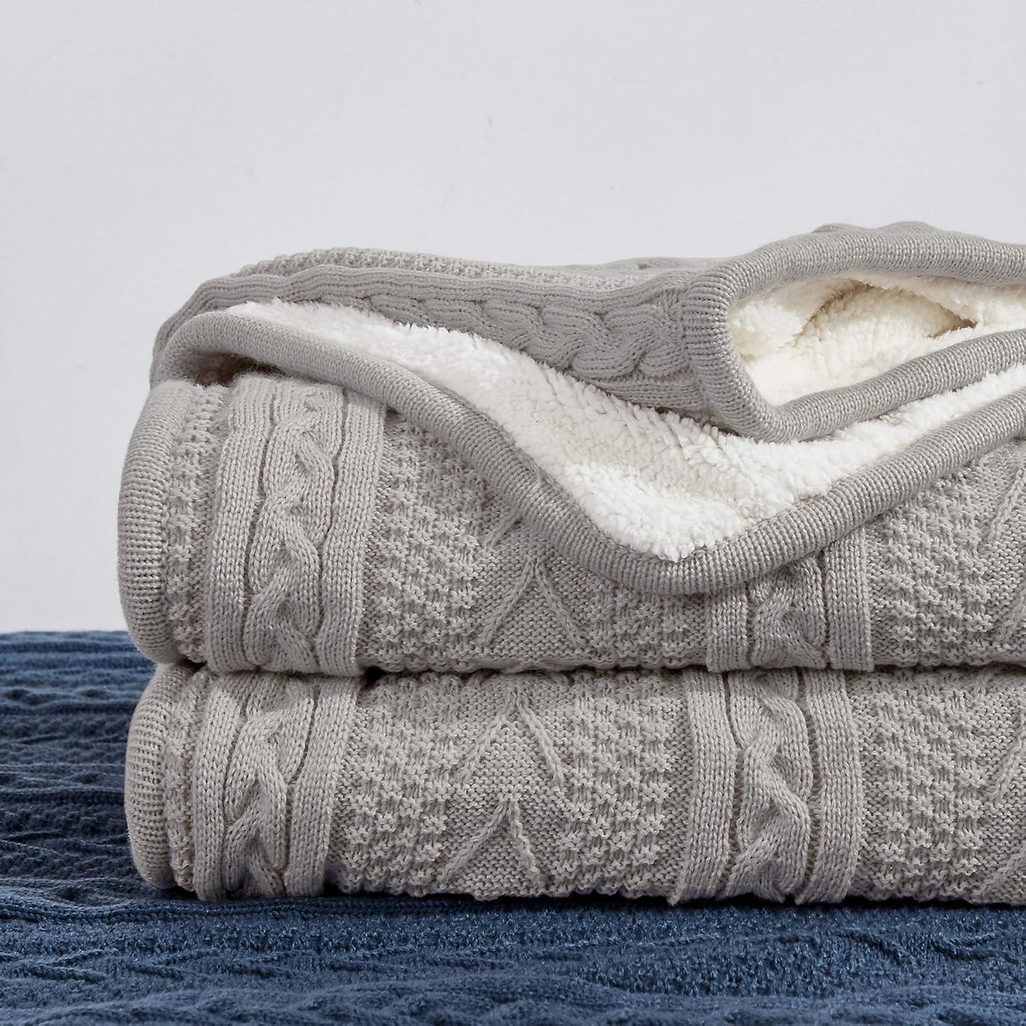 Grey Knitted Cozy Throw Blanket | Warm Winter Blanket
