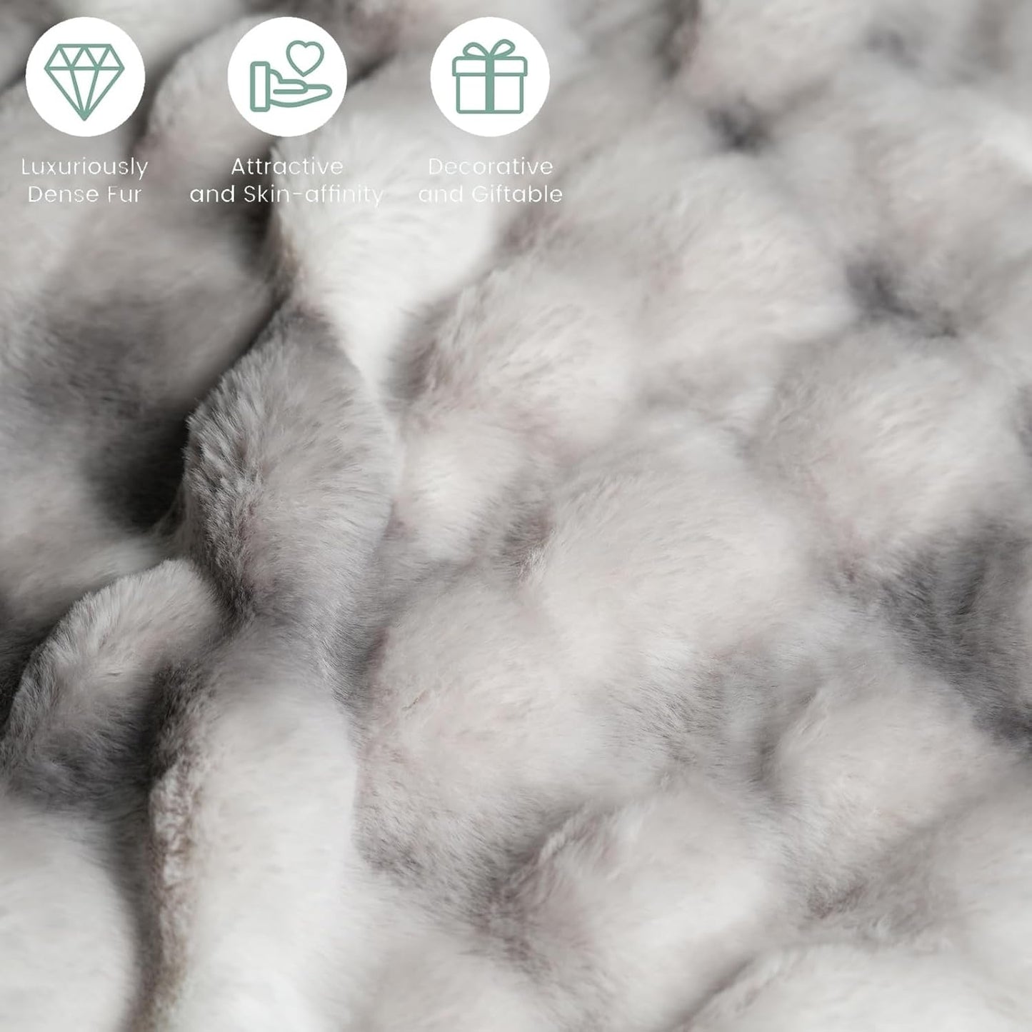 Cozy Faux Fur Throw Blanket- Silver & Grey Pebbles | Extra Large Warm Winter Blanket