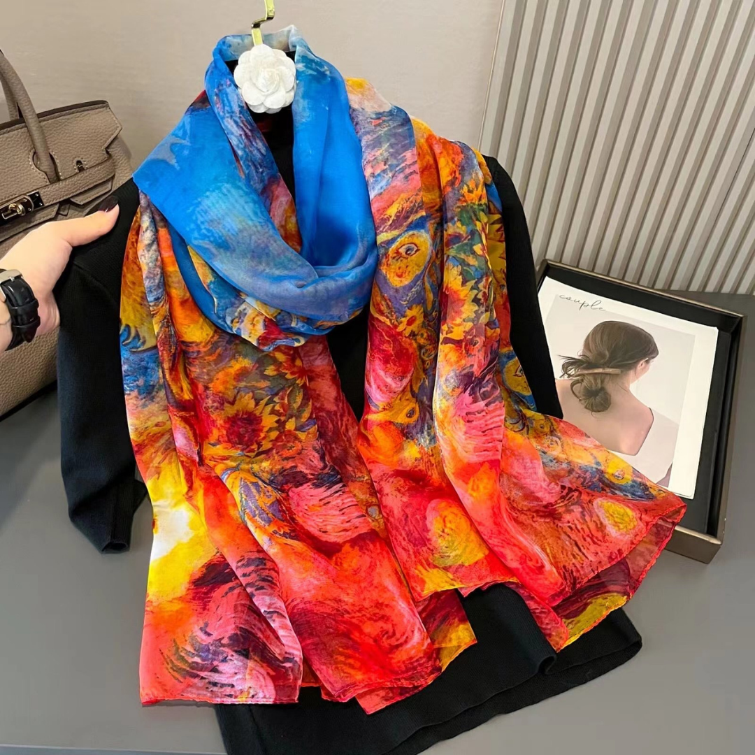 Silk Satin Scarf – Large Square Shawl