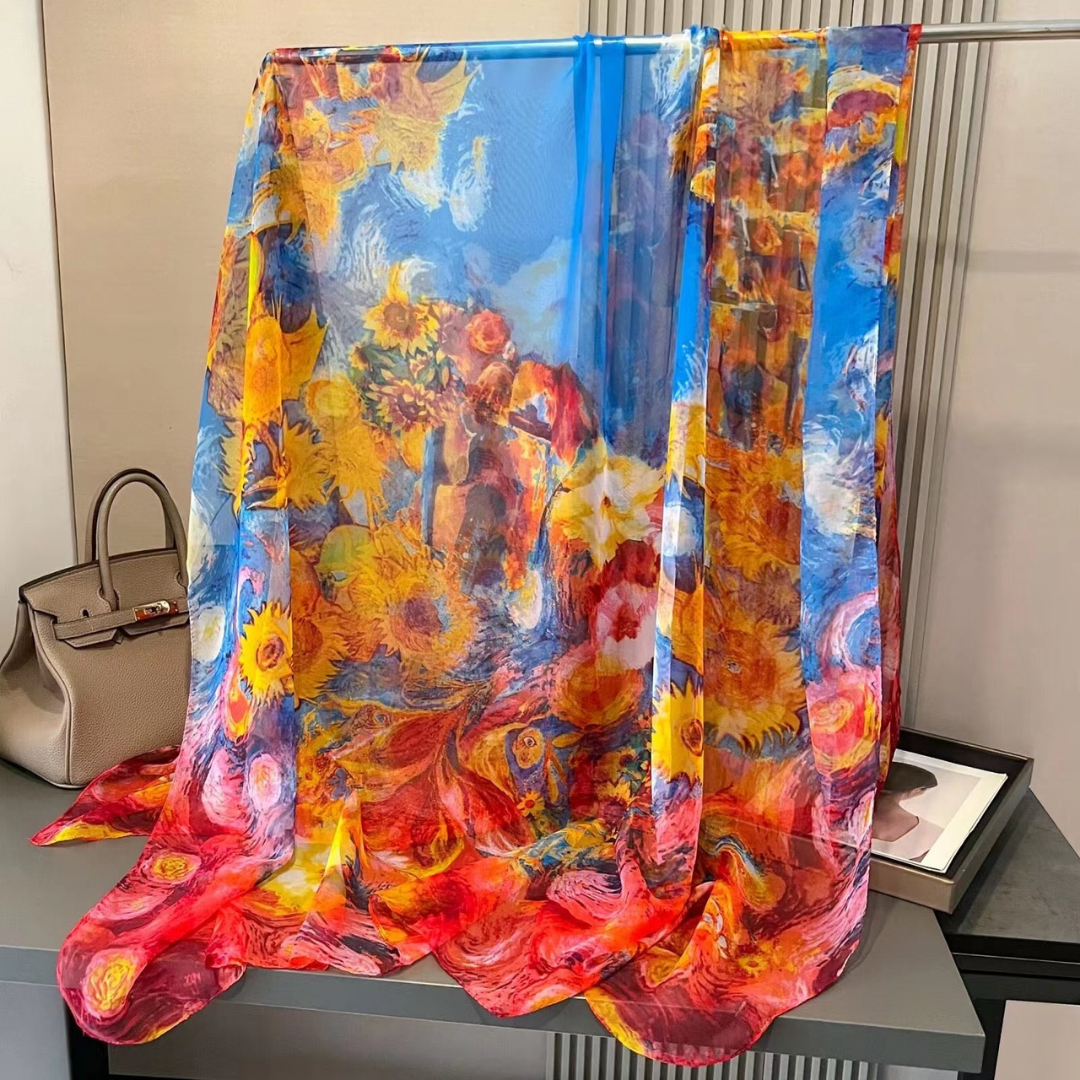 Silk Satin Scarf – Large Square Shawl