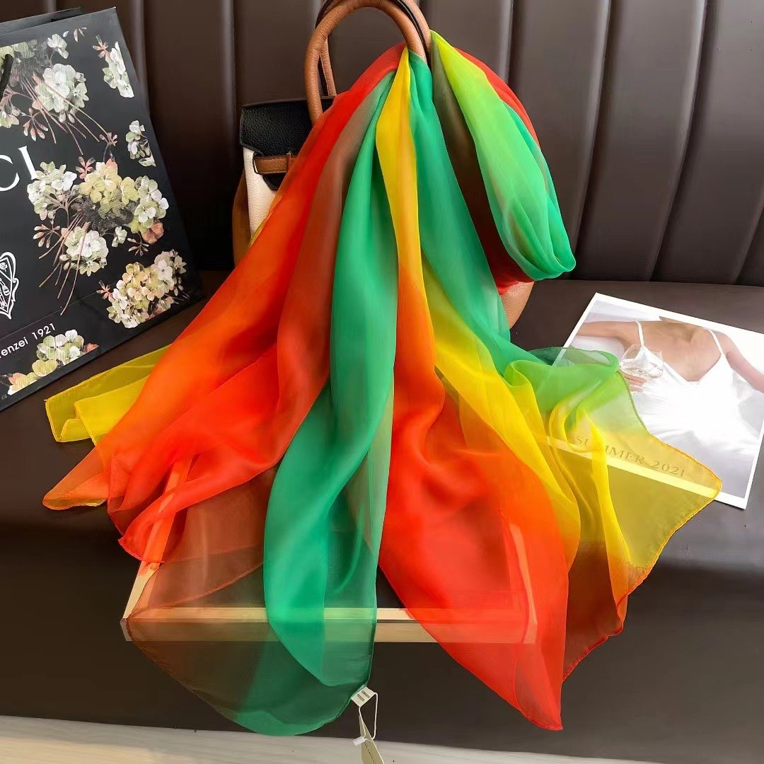 Long Silk Satin Scarf Shawl