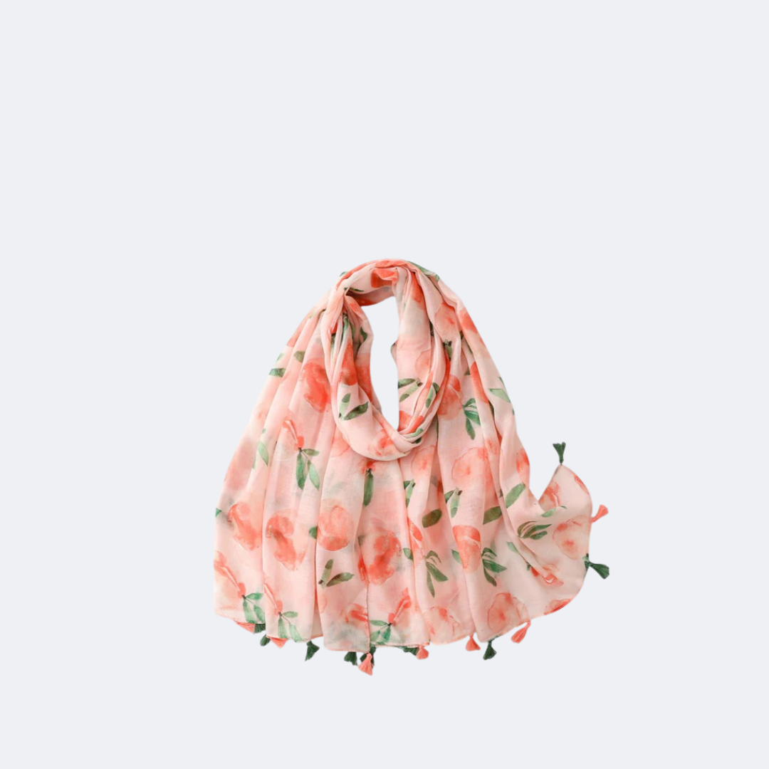 Peach Floral Printed Scarf