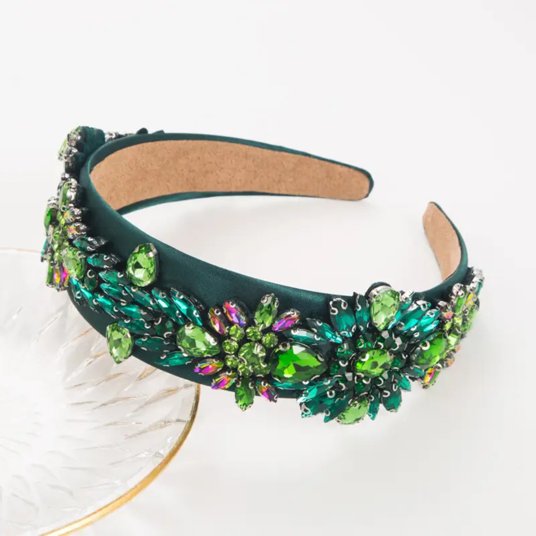 Ms T - Baroque Green Rhinestone Headband