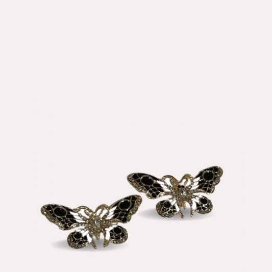 Shoe Trims - Black & White Large Butterfly