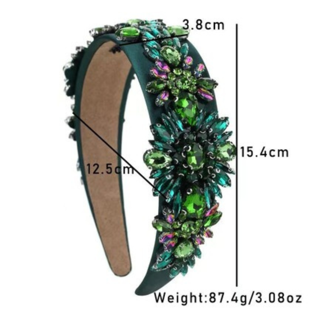Ms T - Baroque Green Rhinestone Headband