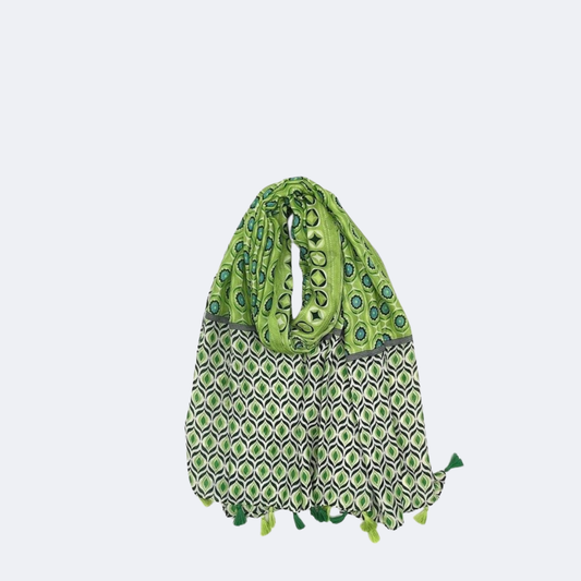 Retro-Inspired Floral Blue Scarf