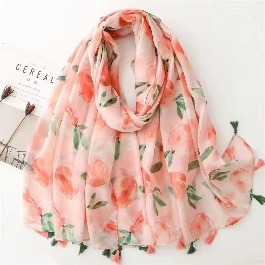Peach Floral Printed Scarf
