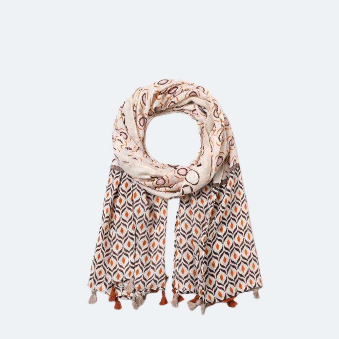 Retro-Inspired Floral Blue Scarf
