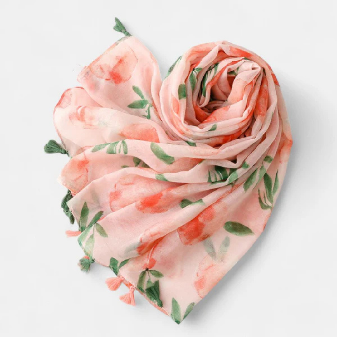 Peach Floral Printed Scarf