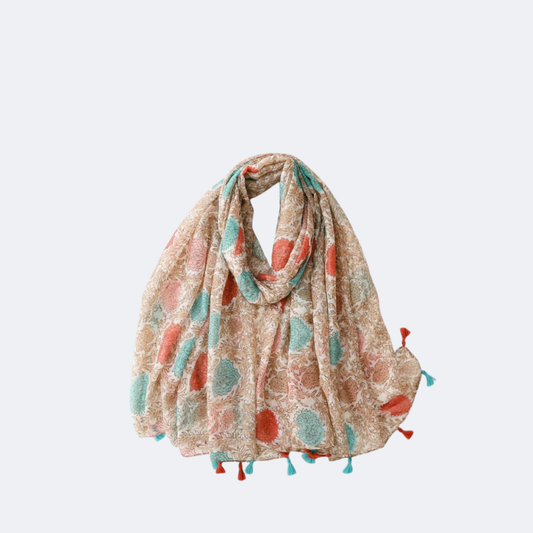 Tassel  & Flower Scarves – Vintage Floral Print