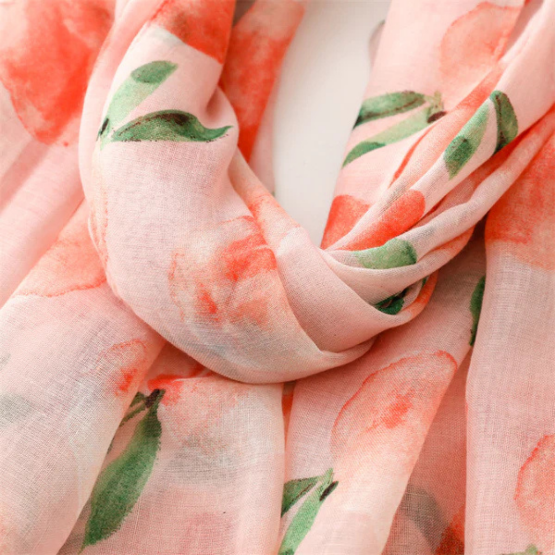 Peach Floral Printed Scarf