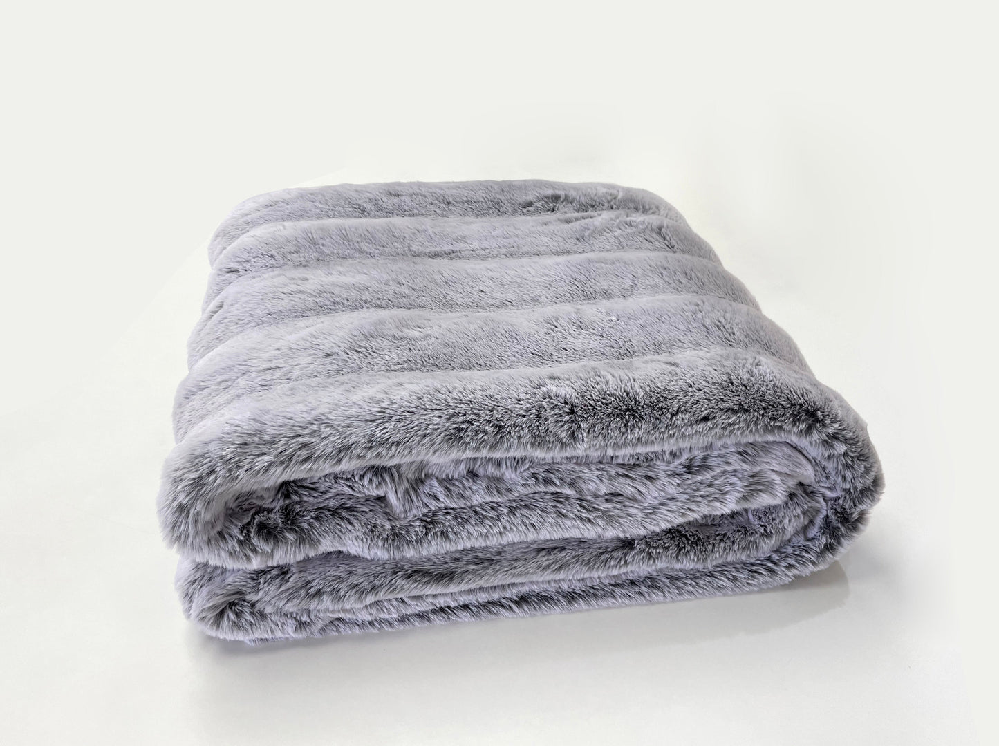 Cozy Faux Fur Throw Blanket- Graphite Stripes | Extra Large Warm Winter Blanket