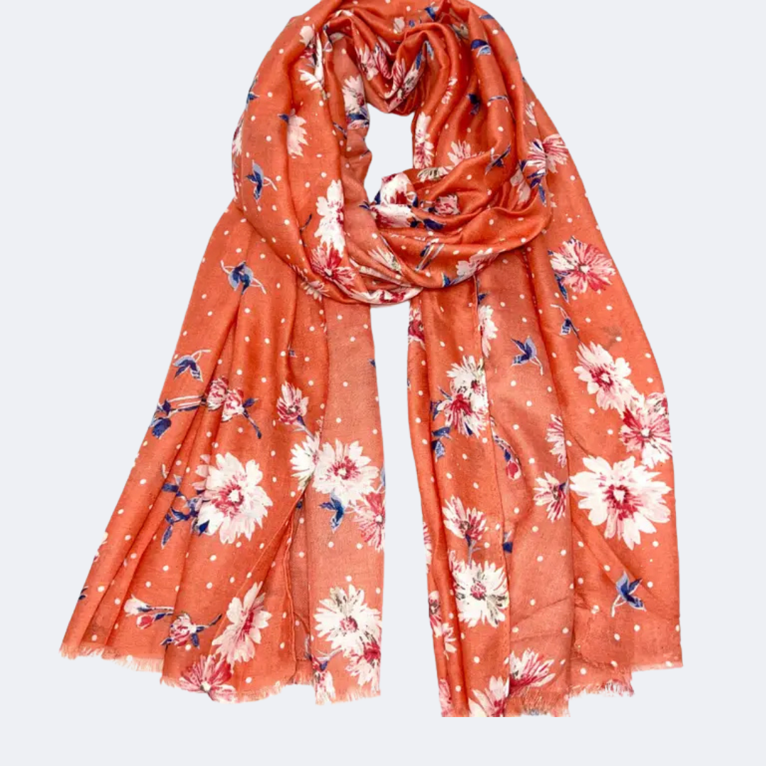 Cotton & Linen Scarf – Small Flower Design