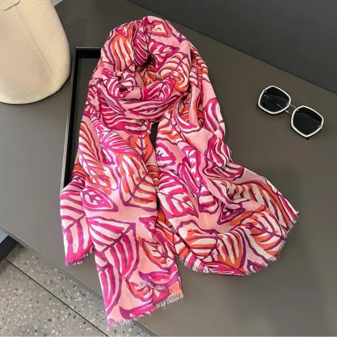 Colorful Leaf Pattern Cotton Scarves