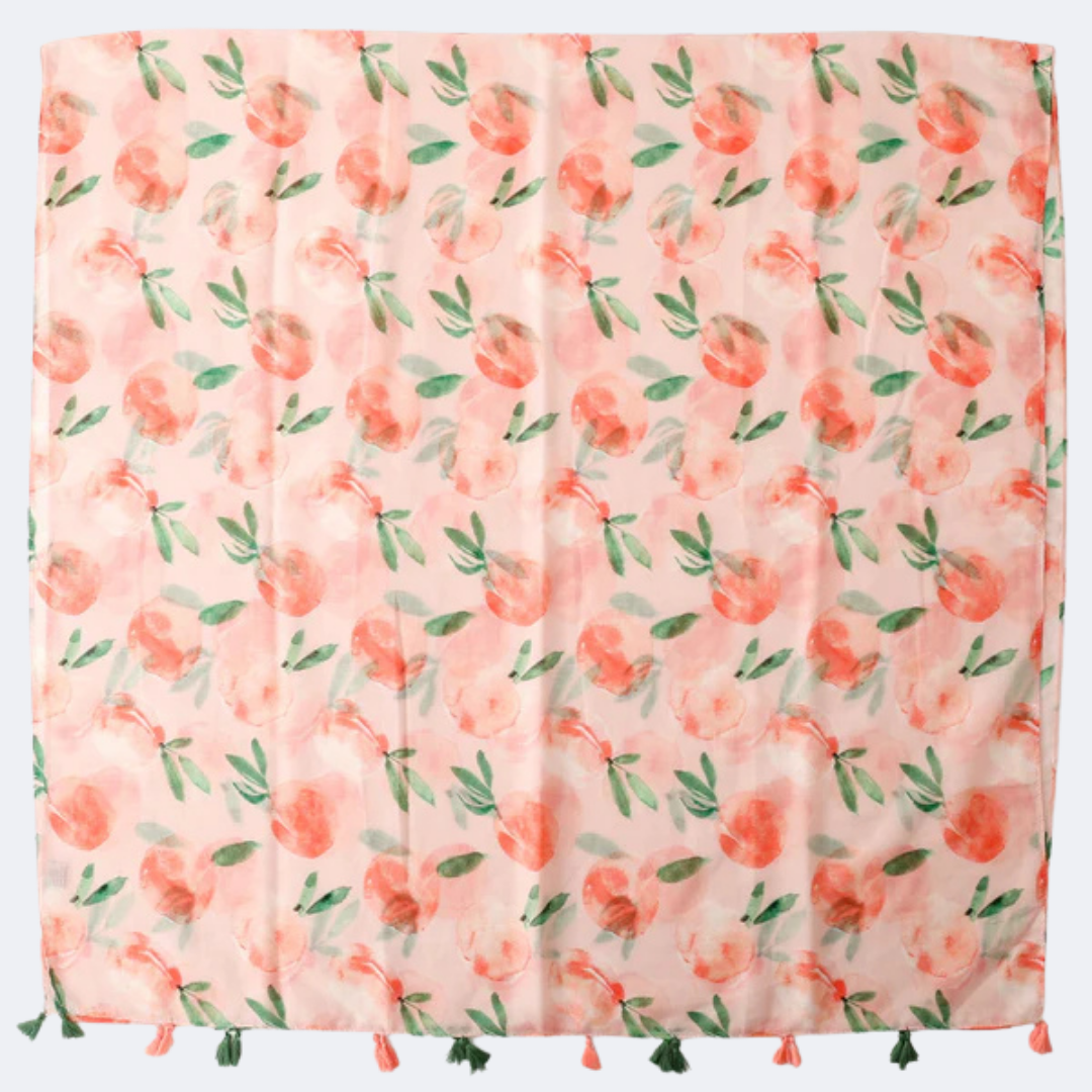 Peach Floral Printed Scarf