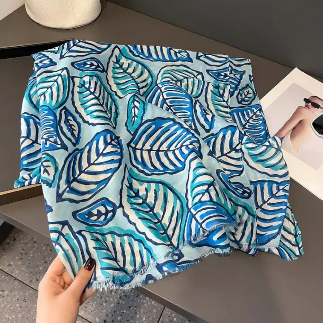 Colorful Leaf Pattern Cotton Scarves