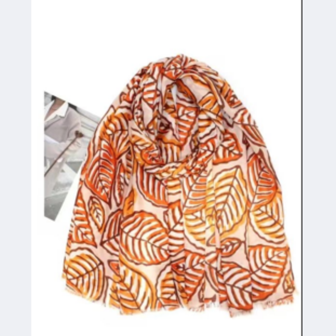Colorful Leaf Pattern Cotton Scarves