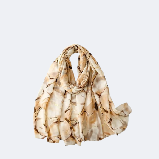 Silk Scarf – Floral Print Beach