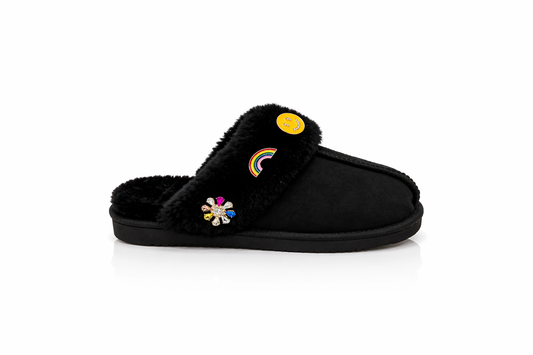 Joy Slippers with Decorative Trims- Yellow Smiley