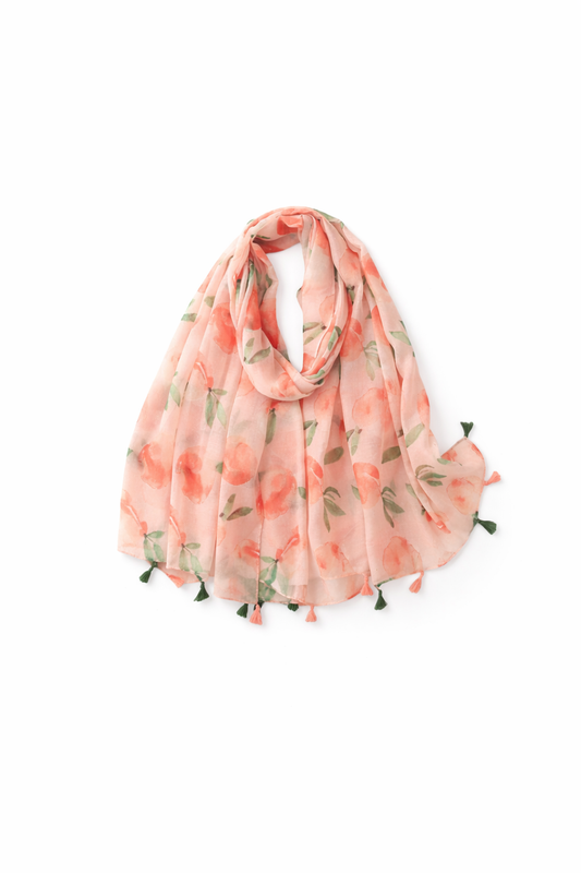 Peach Floral Printed Scarf