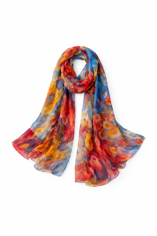 Silk Satin Scarf – Large Square Shawl