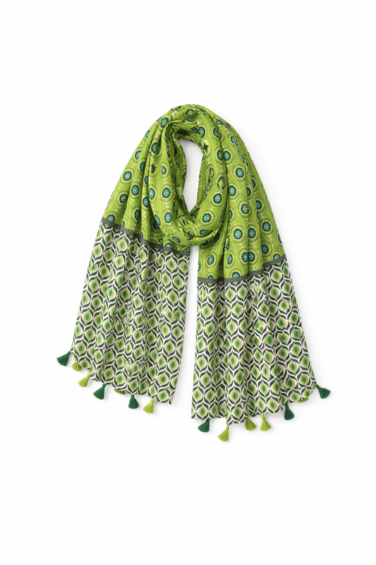 Retro-Inspired Floral Blue Scarf