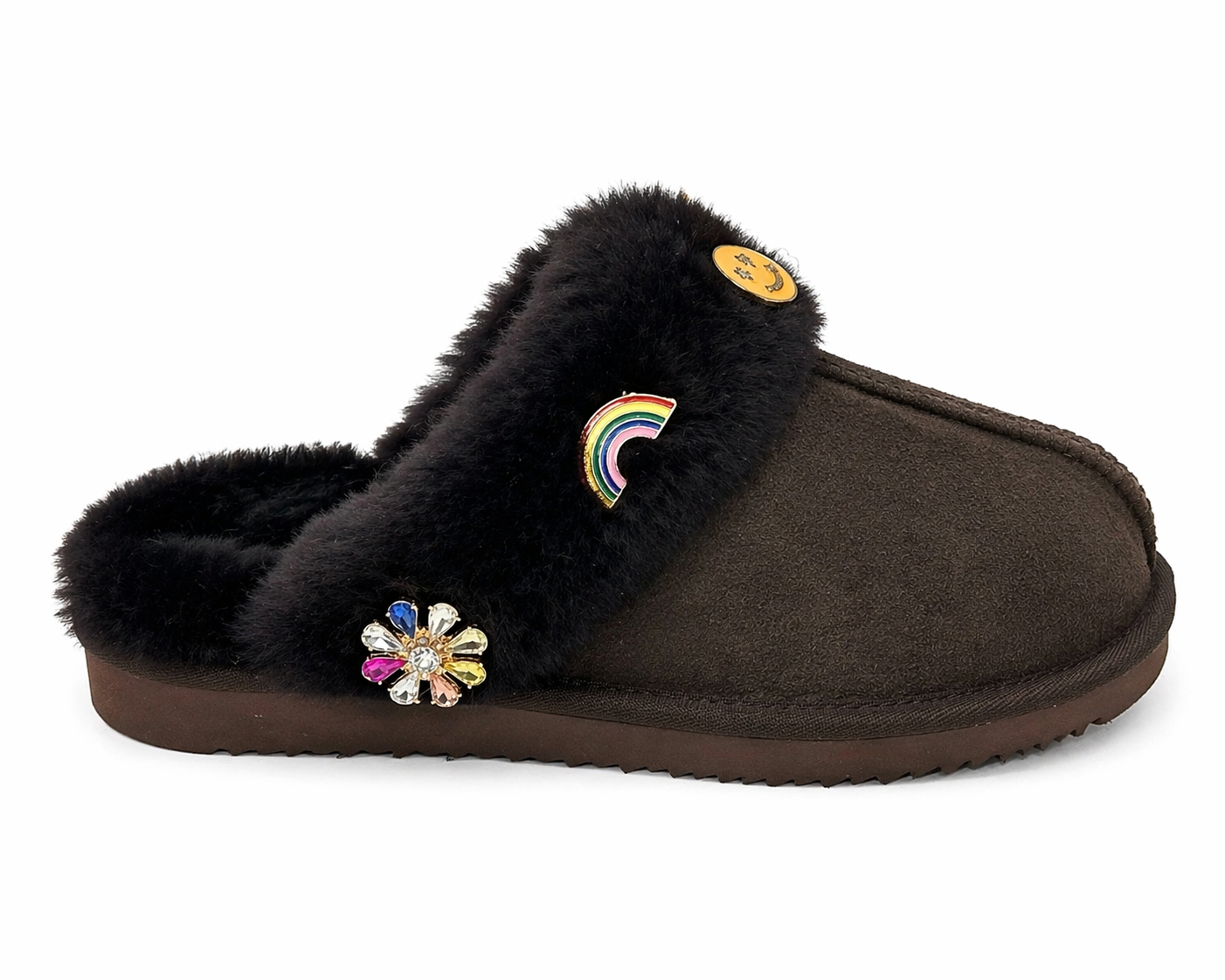 Joy Slippers with Decorative Trims- Yellow Smiley