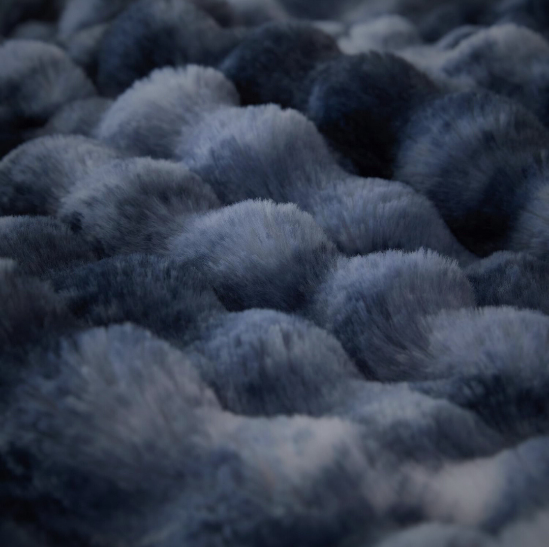 Cozy Faux Fur Throw Blanket- Deep Blue Water | Extra Large Warm Winter Blanket