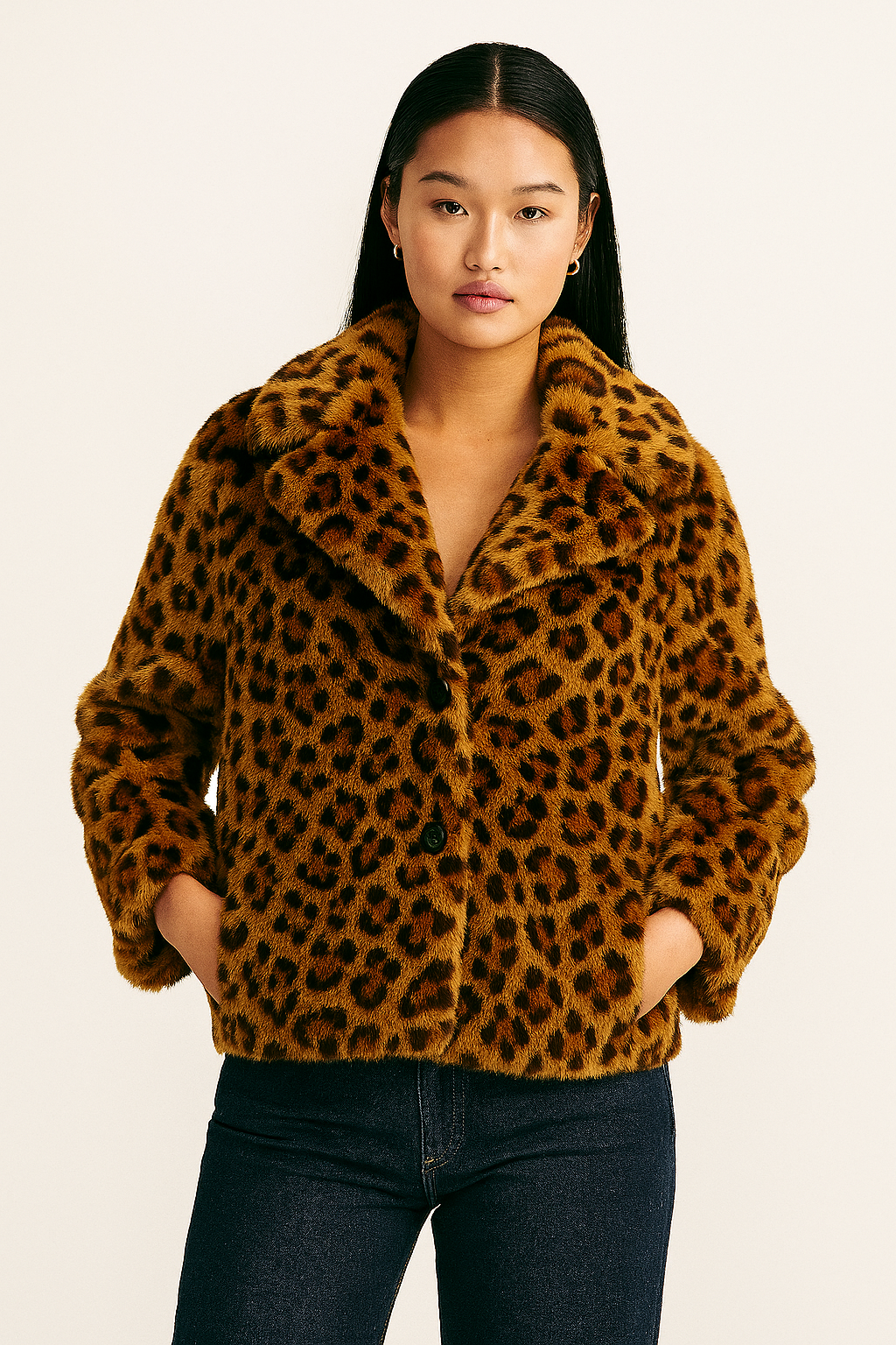 Leopard Print Faux Fur Coat
