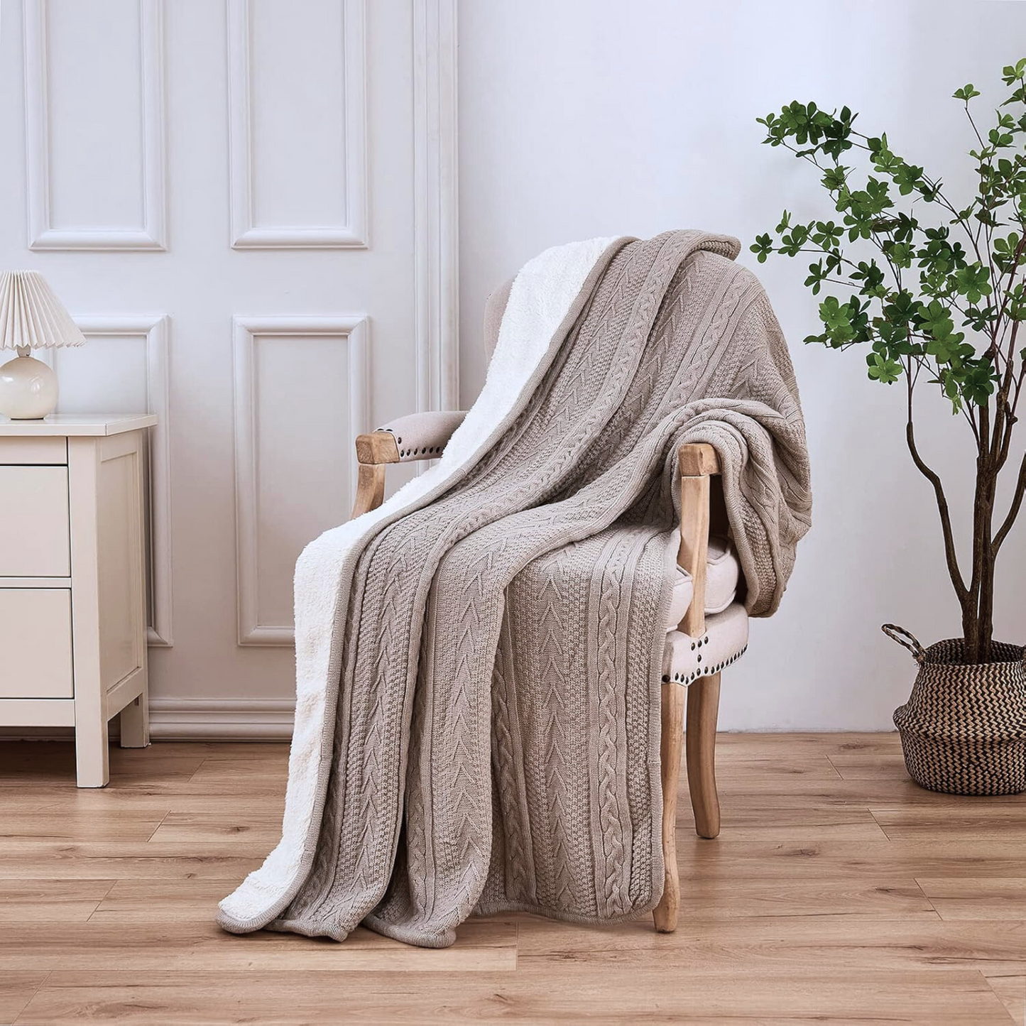 Grey Knitted Cozy Throw Blanket | Warm Winter Blanket