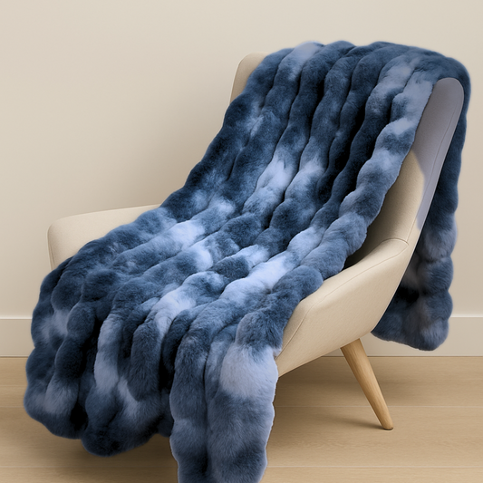 Cozy Faux Fur Throw Blanket- Deep Blue Water | Extra Large Warm Winter Blanket
